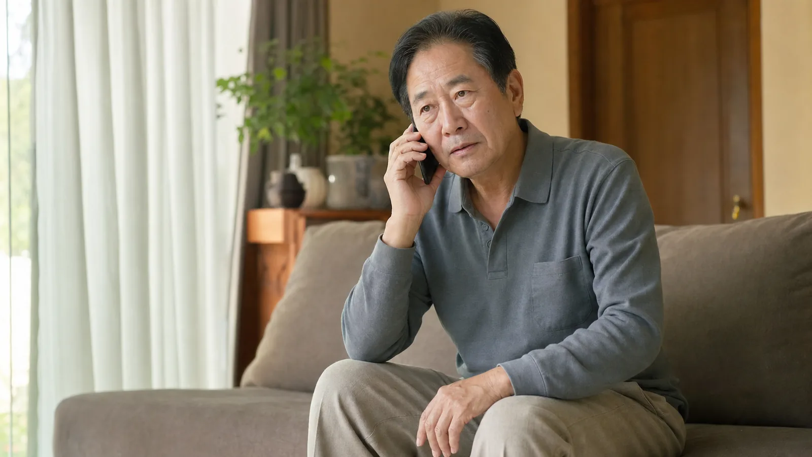 방문 전에 궁금한 것을 전화로 확인하는 모습