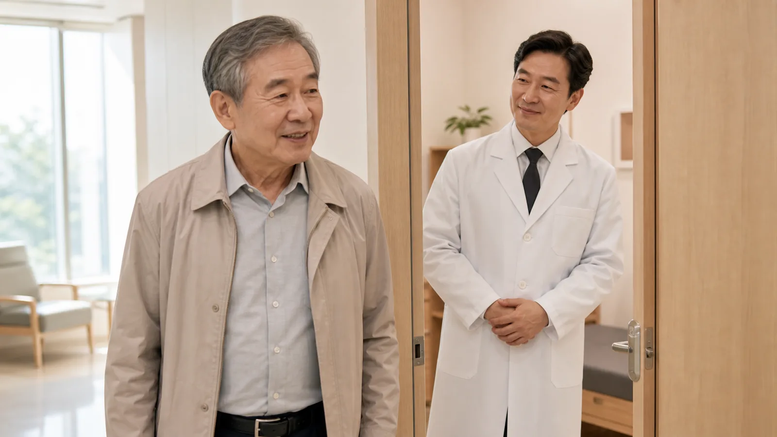 상담을 마치고 진료실을 나서는 장면