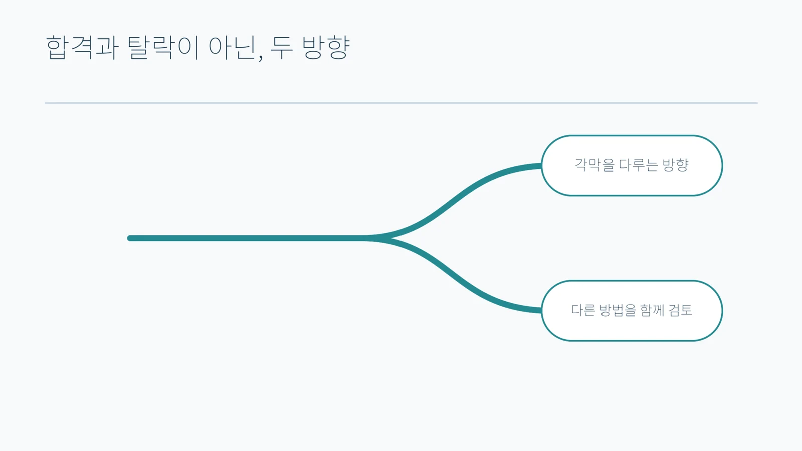 하나의 선이 같은 굵기로 두 갈래로 나뉘는 단순한 추상 도형