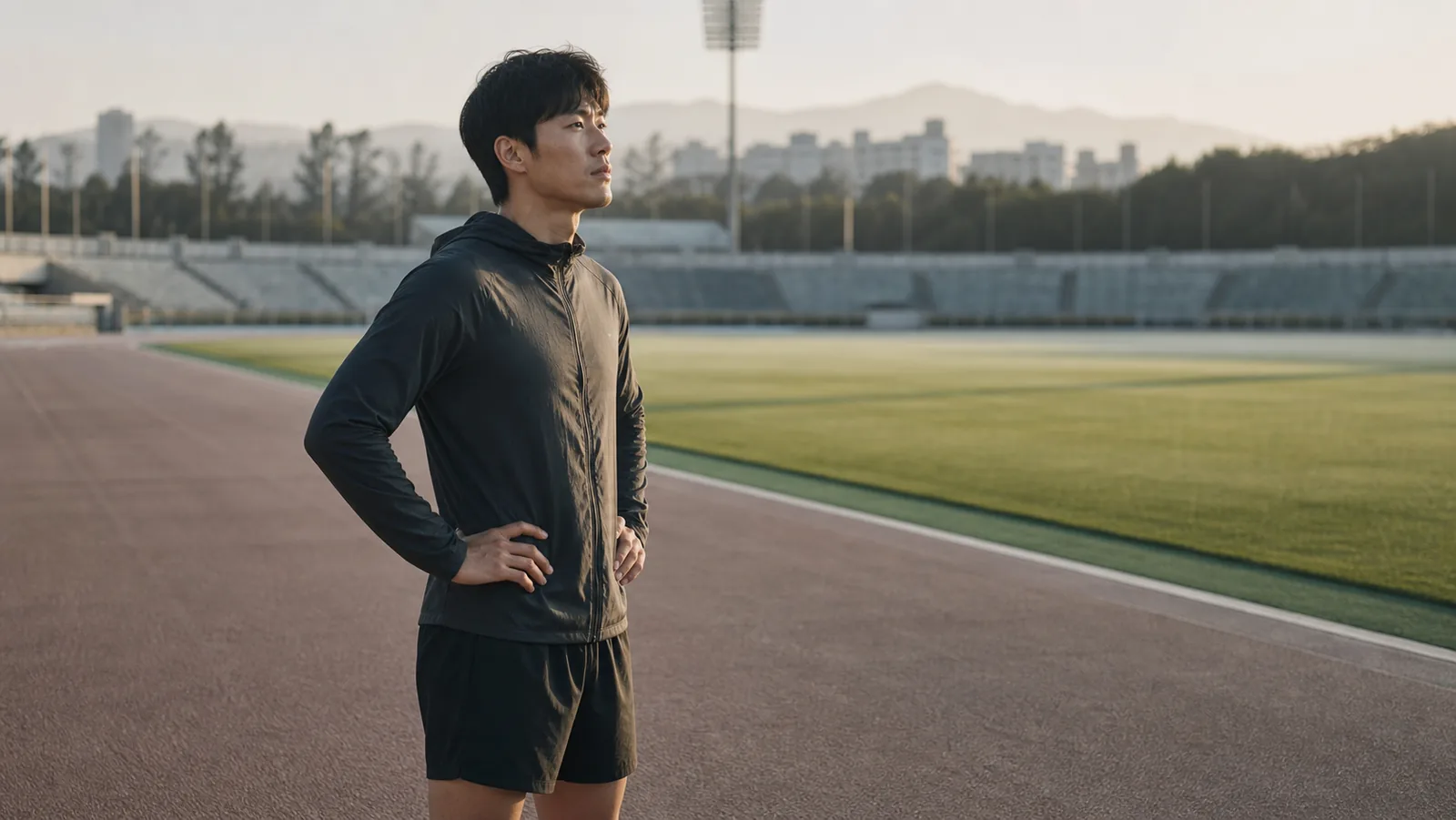 평소 하던 운동을 잠시 멈추고 일정을 가늠해 보는 장면