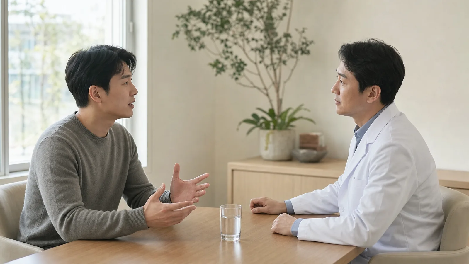 같은 기준으로 물어보기 위해 상담에서 범위를 확인하는 장면