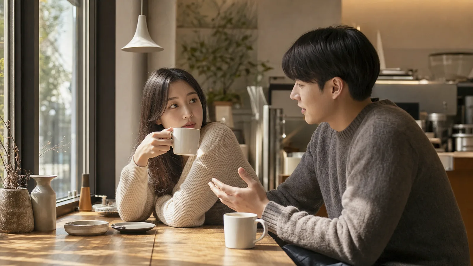 수술 이름을 두고 친구와 이야기를 나누는 일상 장면