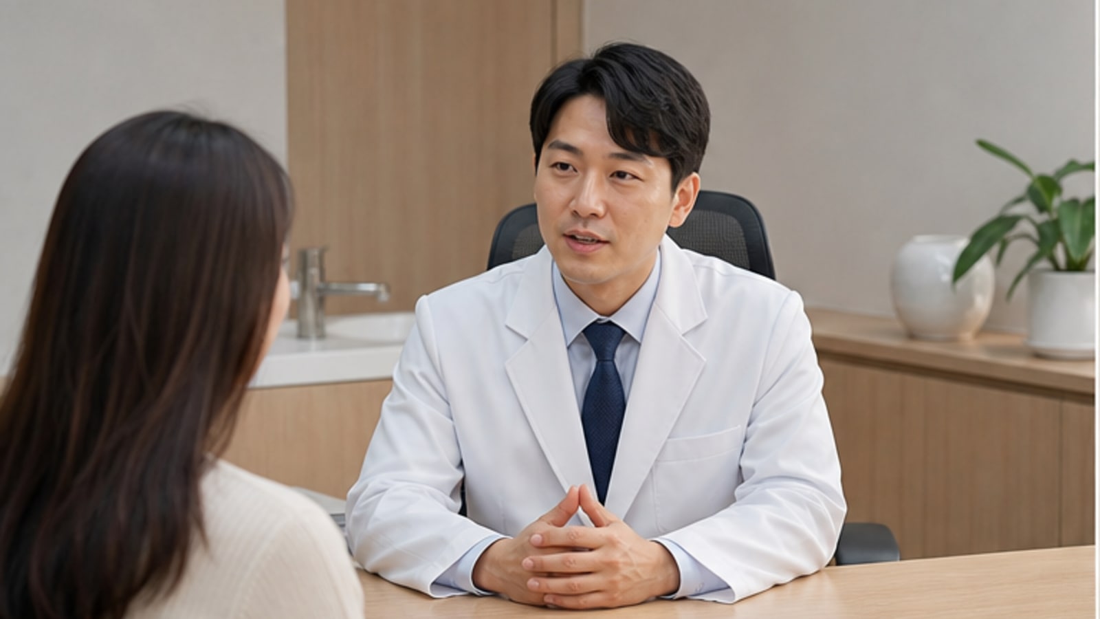 상담실에서 비용 문의 범위를 이야기하는 내원자: 스마일프로비용 확인 단계