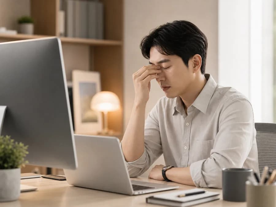 디지털 화면에서 눈의 피로를 자주 느끼는 분 이미지