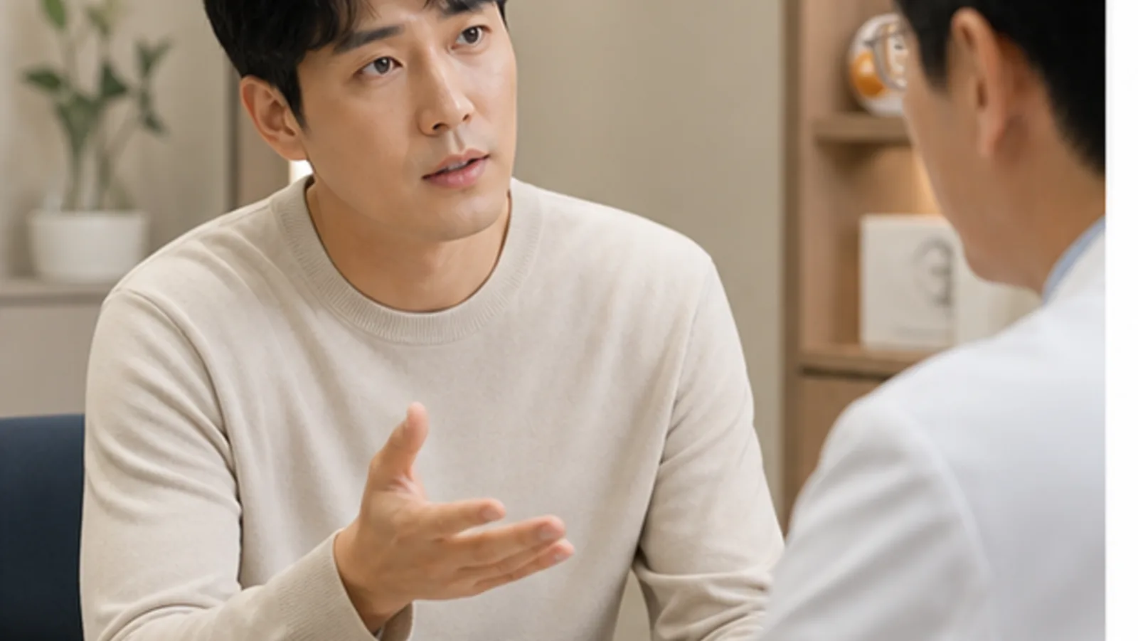 상담 자리에서 비용 구성 항목을 함께 확인하는 모습 — 스마일라식 할인과 포함 범위 안내
