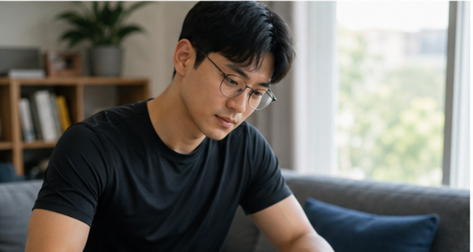 집에서 근무 일정을 확인하며 생각하는 사람 — 스마일라식 소방관 근무 일정 상담 안내