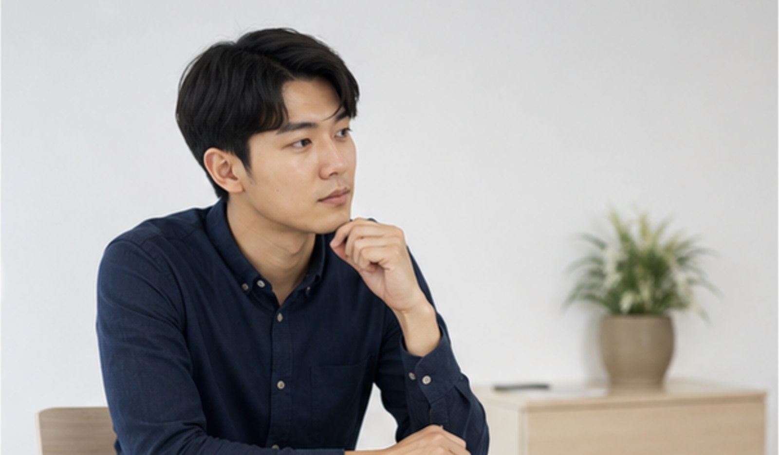 사무실에서 일정을 생각하는 직장인 — 스마일라식 직장인 재방문 가능성 안내