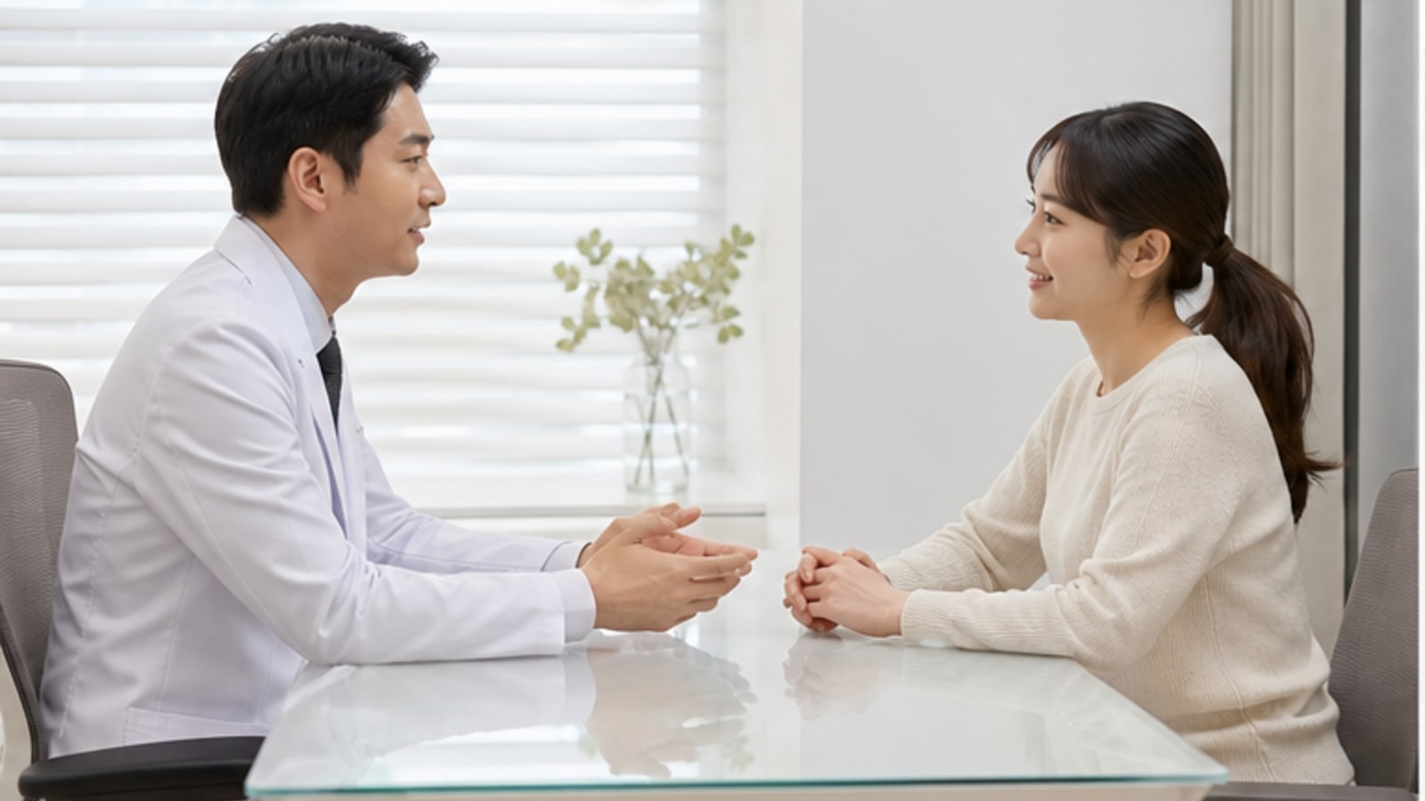의료진에게 검사 결과의 의미를 질문하는 내원자