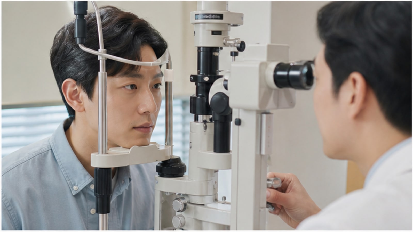 안과에서 정밀 검사를 받는 내원자