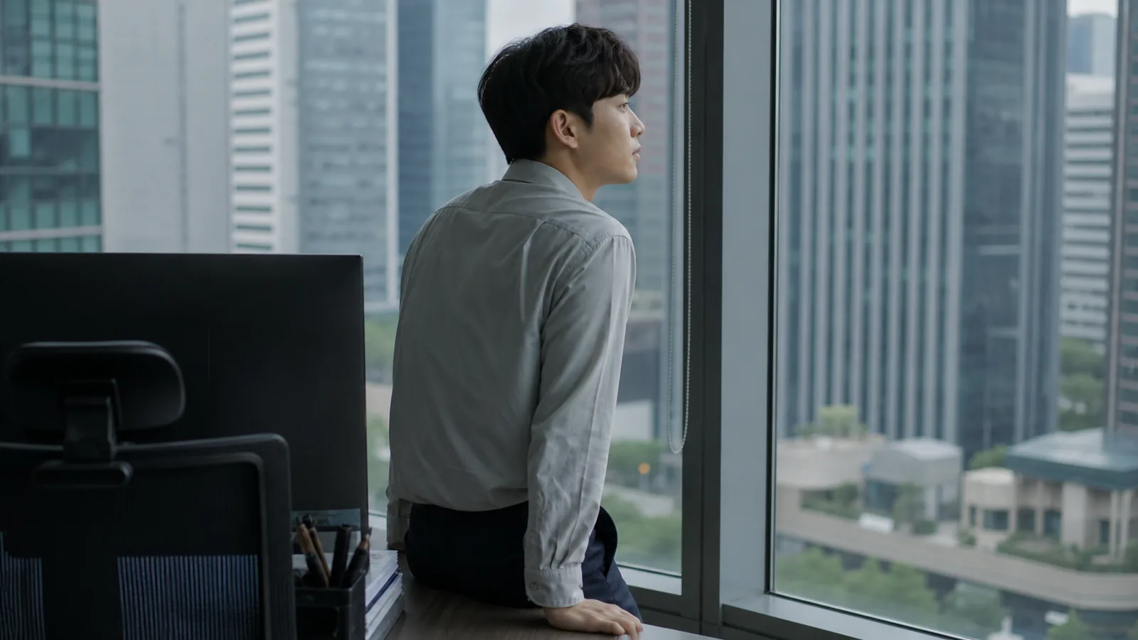 읽던 화면에서 눈을 떼고 물어볼 것을 정리하는 모습
