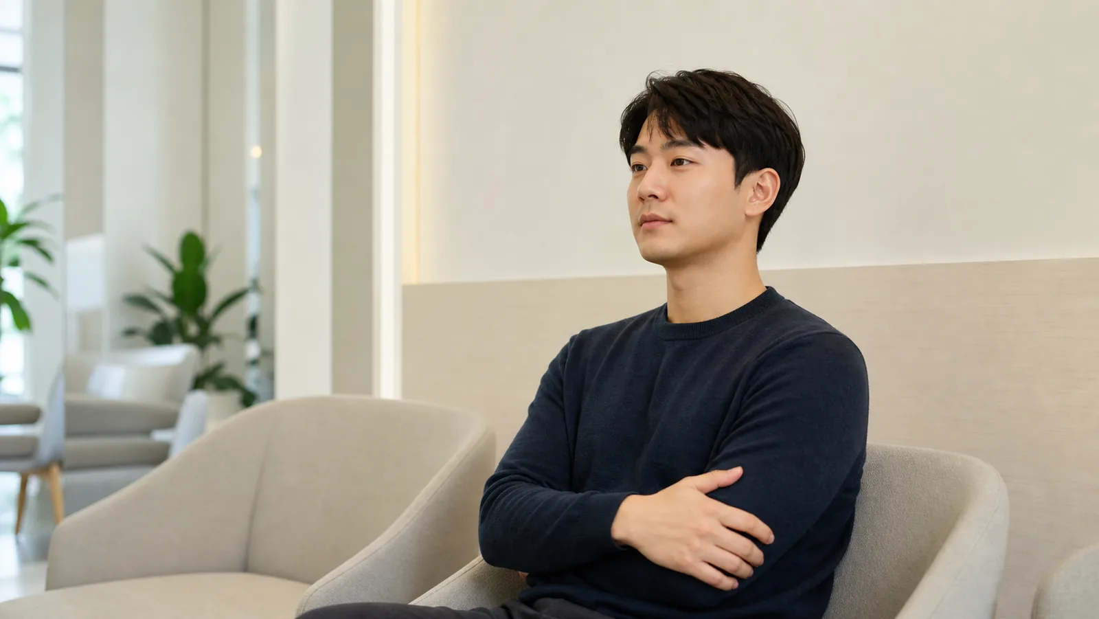 상담을 앞두고 물어볼 것을 안고 기다리는 모습